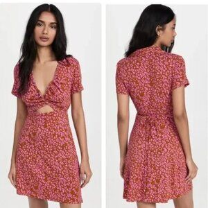 Free People Floral Cutout Short Sleeve Marsaille Mini Dress Size XS NWT